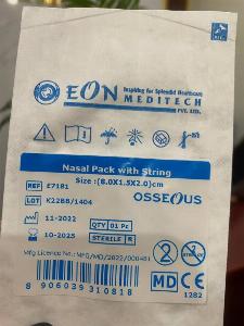 Bông cầm máu mũi, mã: E7181 Hãng sản xuất: EON MEDITECH Private Limited. Ấn Độ.